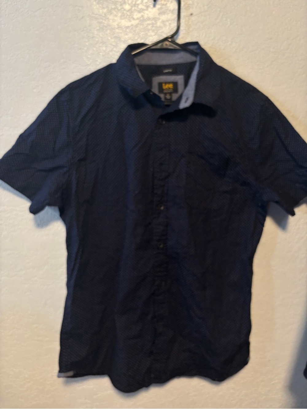 Lee Navy Button-Down Shirt with Microdot Print